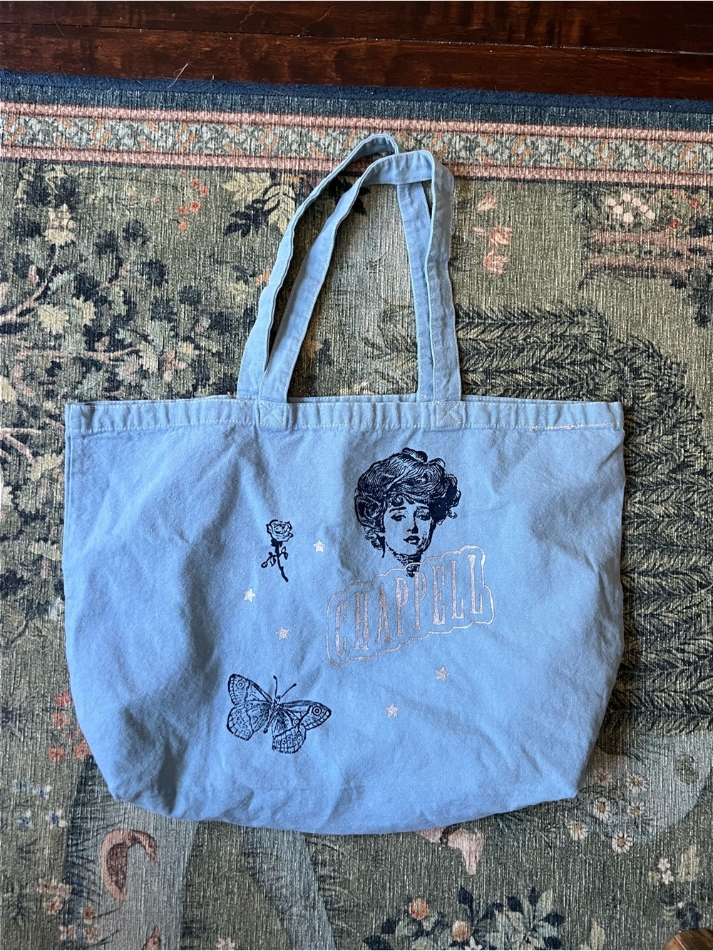 NWOT Chappell Roan 2025 Tour Cotton Tote Bag with Vintage Print - Light Blue